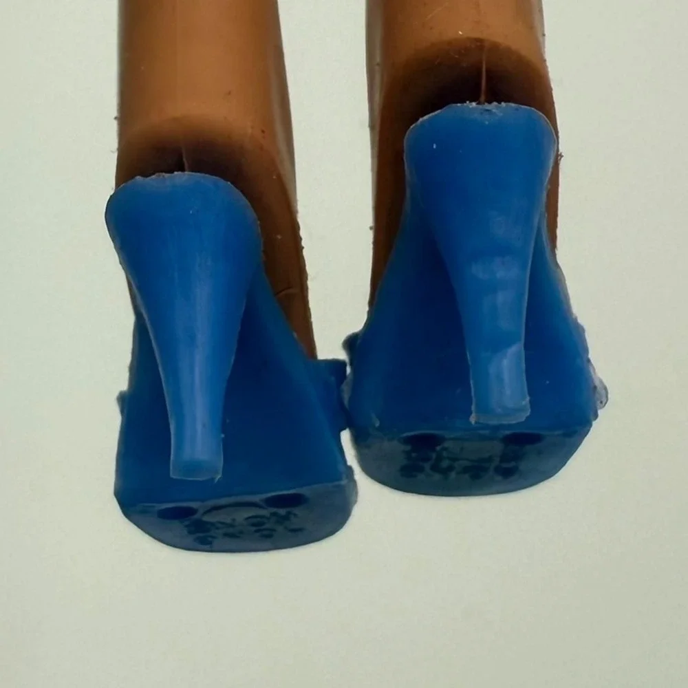 Vintage Barbie‎ Clone Blue Opened Toe Heels – Hong Kong Marked – 1960-70s